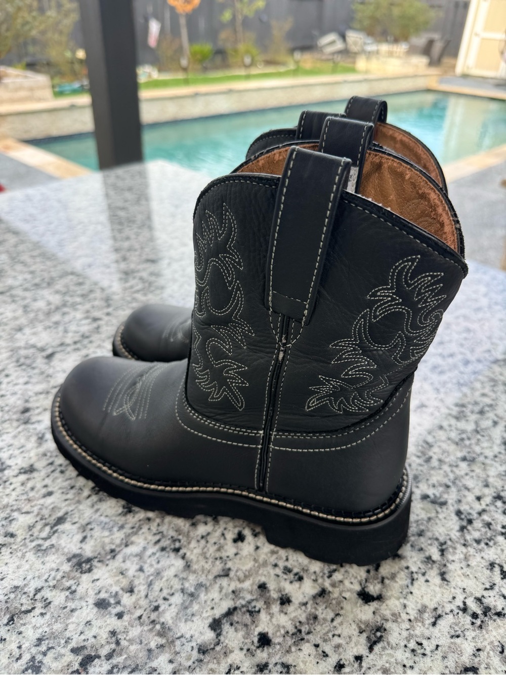 Women’s Ariat Black Western Work Boots - Classic Pull-On Style fatbaby